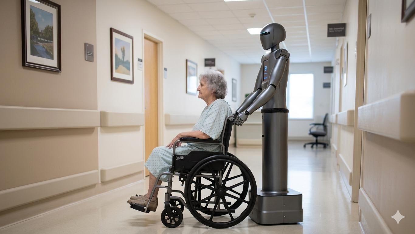 Robot greeting patients