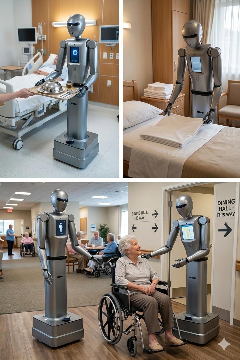 Robot assisting patient